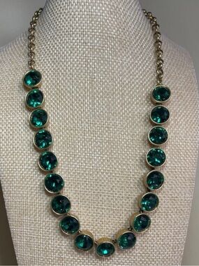 J.Crew Emerald Green Faceted Crystal Statement Necklace